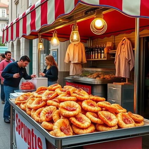 Imagen de un puesto de comida callejera en Galicia, especializado en pulpo a la gallega.